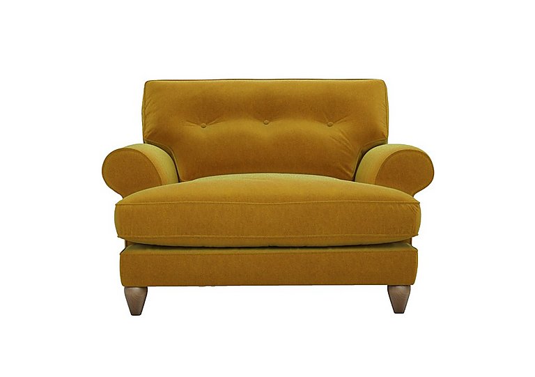 The Lounge Co. - Bronwyn Fabric Classic Back Snuggler - Golden Spice with Washed Oak Feet