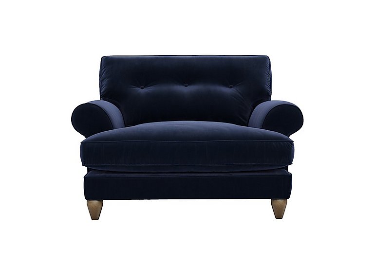 The Lounge Co. - Bronwyn Fabric Classic Back Snuggler - Midnight Indigo with Washed Oak Feet