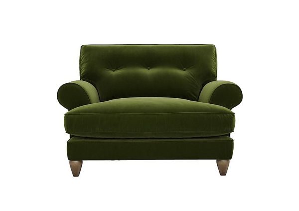 The Lounge Co  Bronwyn Fabric Classic Back Snuggler  Woodland Moss with Walnut Feet | Bed Sava
