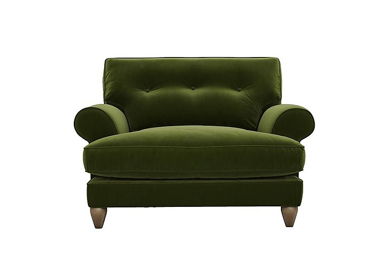 The Lounge Co. - Bronwyn Fabric Classic Back Snuggler - Woodland Moss with Washed Oak Feet