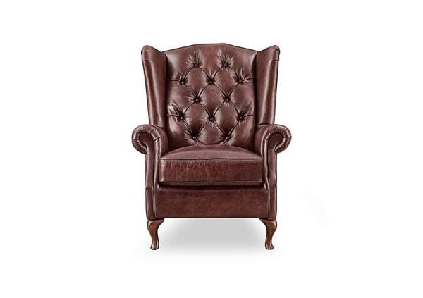 At The Helm  Harriet Leather Wing Chair  Rose with Walnut Feet | Bed Sava