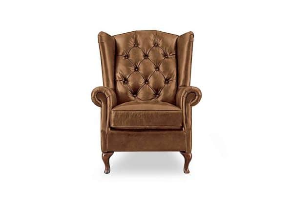 At The Helm  Harriet Leather Wing Chair with Walnut Feet | Bed Sava