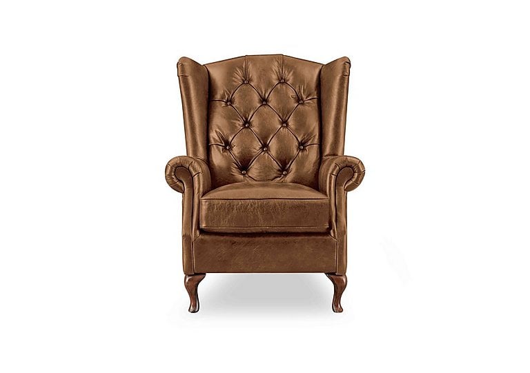 At The Helm - Harriet Leather Wing Chair with Walnut Feet