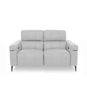 World of Leather  Homestage NC Leather 2 Seater Power Recliner Sofa with Power Headrests  Grey | Bed Sava
