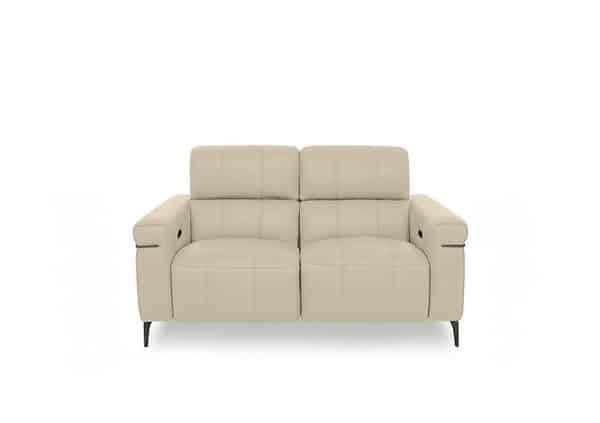 World of Leather  Homestage NC Leather 2 Seater Power Recliner Sofa with Power Headrests  NC Bisque | Bed Sava