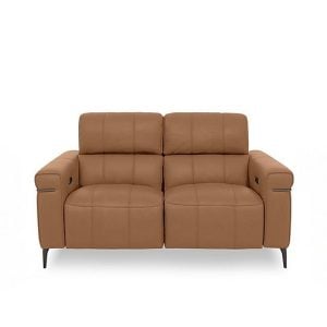 World of Leather  Homestage NC Leather 2 Seater Power Recliner Sofa with Power Headrests  Pecan Brown | Bed Sava