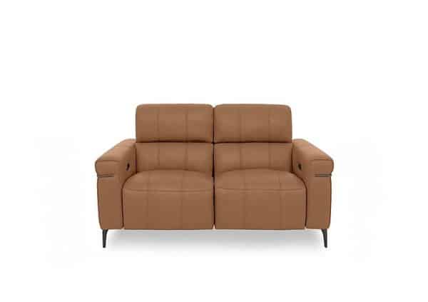 World of Leather  Homestage NC Leather 2 Seater Power Recliner Sofa with Power Headrests  Pecan Brown | Bed Sava