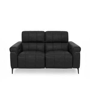 World of Leather  Homestage NC Leather 2 Seater Power Recliner Sofa with Power Headrests  Black | Bed Sava