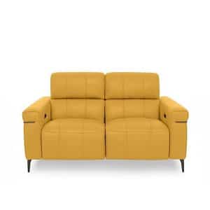 World of Leather  Homestage NC Leather 2 Seater Power Recliner Sofa with Power Headrests  Sunflower | Bed Sava