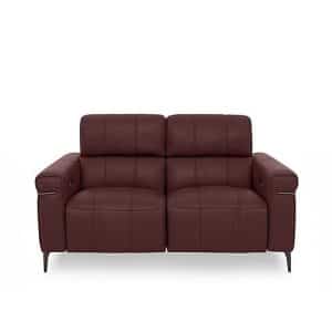 World of Leather  Homestage NC Leather 2 Seater Power Recliner Sofa with Power Headrests  NC Deep Red | Bed Sava