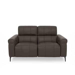 World of Leather  Homestage Leather 2 Seater Power Recliner Sofa with Power Headrests  Cacao | Bed Sava