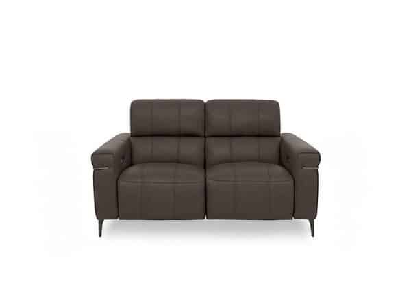 World of Leather  Homestage Leather 2 Seater Power Recliner Sofa with Power Headrests  Cacao | Bed Sava