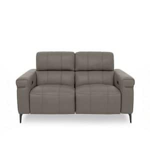 World of Leather  Homestage Leather 2 Seater Power Recliner Sofa with Power Headrests  Elephant | Bed Sava