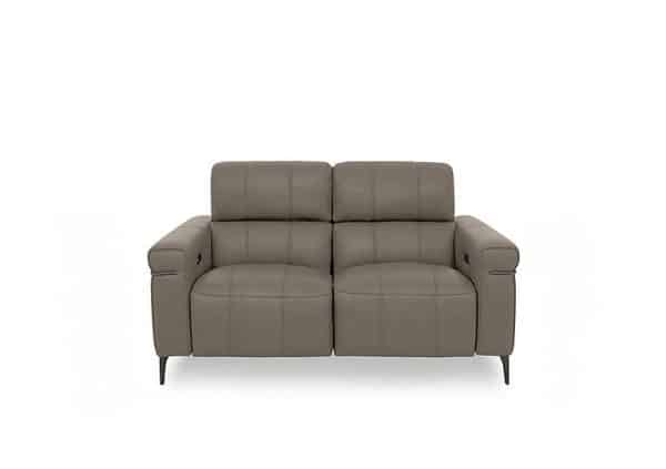 World of Leather  Homestage Leather 2 Seater Power Recliner Sofa with Power Headrests  Bark | Bed Sava