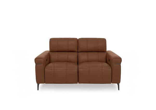 World of Leather  Homestage Leather 2 Seater Power Recliner Sofa with Power Headrests  Warm Brown | Bed Sava