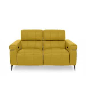 World of Leather  Homestage Leather 2 Seater Power Recliner Sofa with Power Headrests  Yellow | Bed Sava