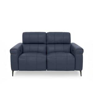 World of Leather  Homestage Leather 2 Seater Power Recliner Sofa with Power Headrests  Ocean | Bed Sava