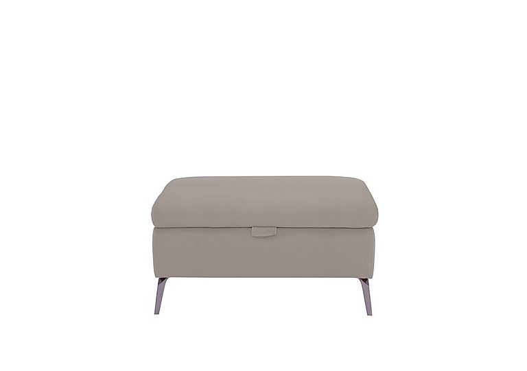 Jude Leather Storage Footstool - Lead Grey