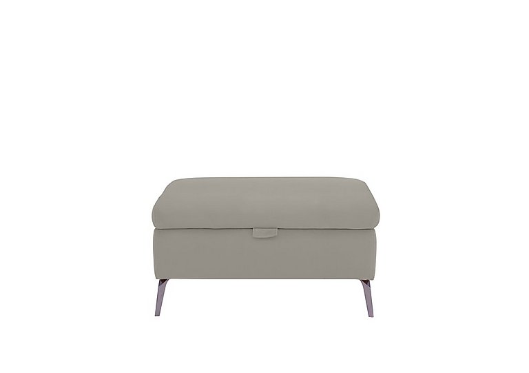 Jude Leather Storage Footstool - New Grey