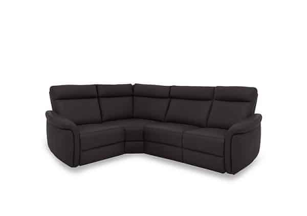 Dublin Leather Power Recliner Corner Sofa with Power Headrests  Starry Grey | Bed Sava