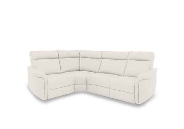 Dublin Leather Power Recliner Corner Sofa with Power Headrests  White | Bed Sava