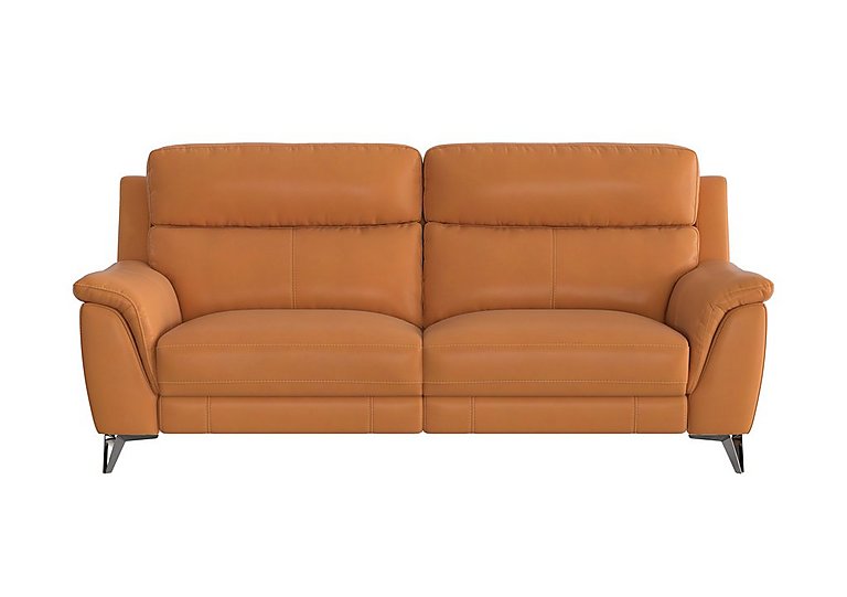 Contempo 3 Seater BV Leather Power Recliner Sofa - BV Honey Yellow