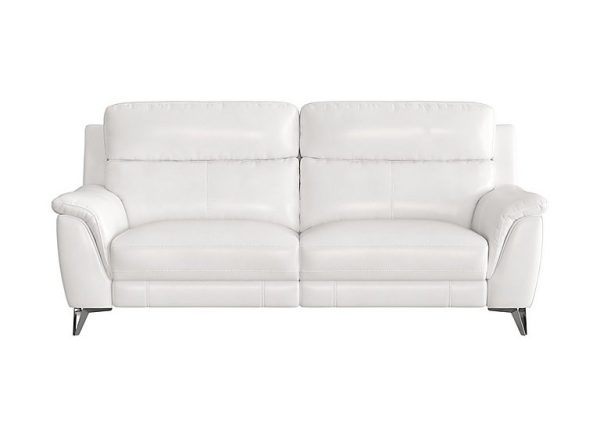 Contempo 3 Seater BV Leather Power Recliner Sofa  BV Star White | Bed Sava