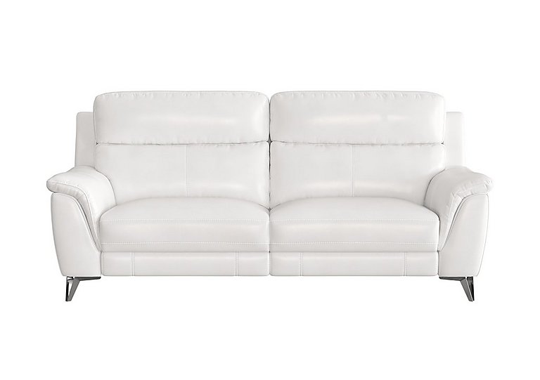 Contempo 3 Seater BV Leather Power Recliner Sofa - BV Star White
