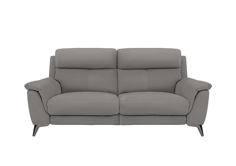 Contempo 3 Seater NC Leather Power Recliner Sofa - Sleet