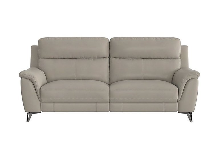 Contempo 3 Seater NC Leather Power Recliner Sofa - Feather