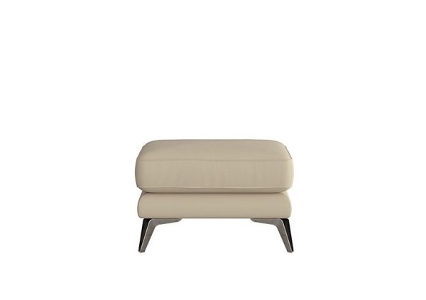 Contempo BV Leather Footstool  BV Bisque | Bed Sava