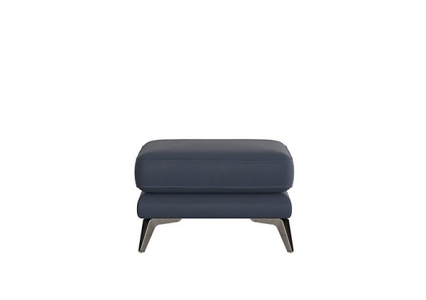 Contempo BV Leather Footstool  BV Ocean Blue | Bed Sava