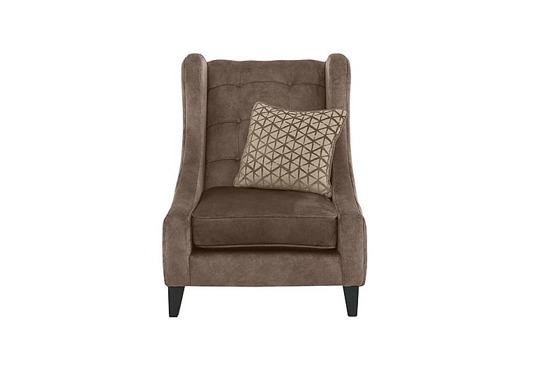 Ariana Fabric Accent Armchair with Chrome Insert - Dapple Chocolate with Chrome Insert