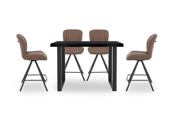 Bodahl  Compact Terra 160cm Raw Edge Table with 4 Cognac Swivel Bar Stools | Bed Sava