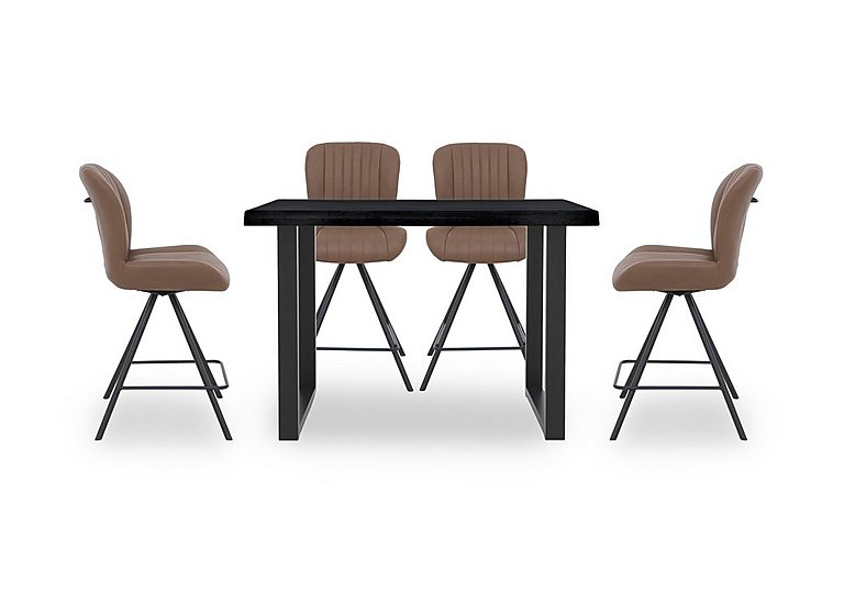 Bodahl - Compact Terra 160cm Raw Edge Table with 4 Cognac Swivel Bar Stools