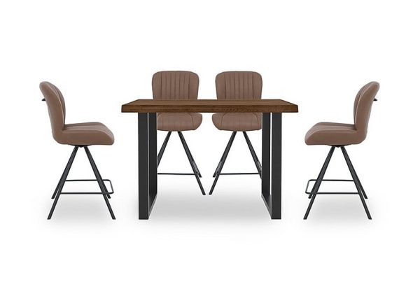 Bodahl  Compact Terra 160cm Raw Edge Table with 4 Cognac Swivel Bar Stools  Desert | Bed Sava