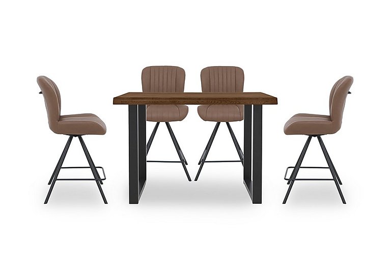 Bodahl - Compact Terra 160cm Raw Edge Table with 4 Cognac Swivel Bar Stools - Desert