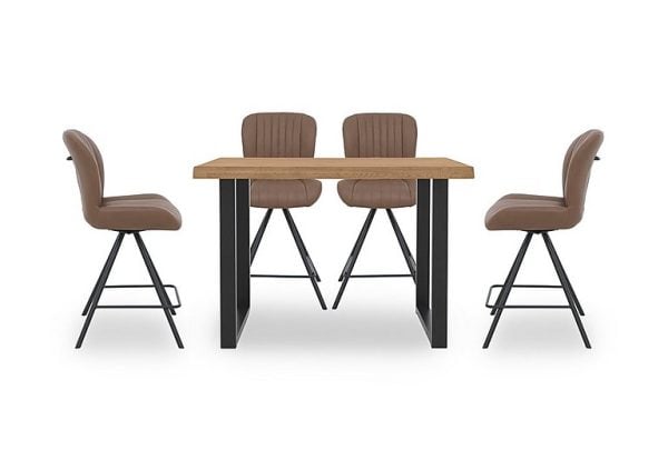 Bodahl  Compact Terra 160cm Raw Edge Table with 4 Cognac Swivel Bar Stools  Natura Bianca | Bed Sava