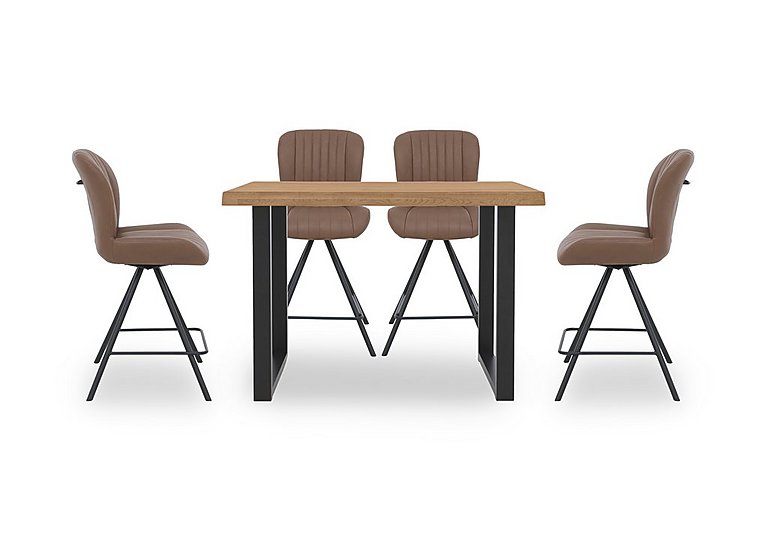 Bodahl - Compact Terra 160cm Raw Edge Table with 4 Cognac Swivel Bar Stools - Natura Bianca