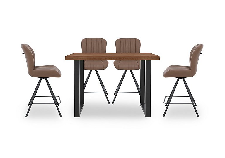 Bodahl - Compact Terra 160cm Raw Edge Table with 4 Cognac Swivel Bar Stools - Old Bassano