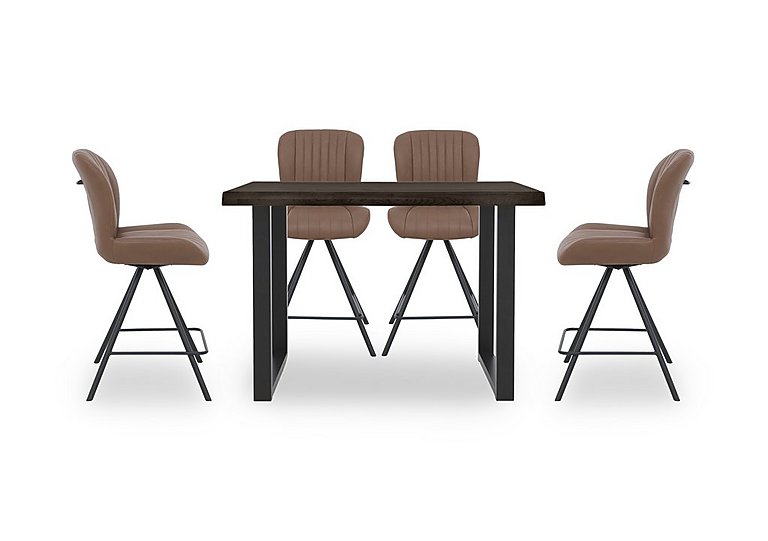 Bodahl - Compact Terra 160cm Raw Edge Table with 4 Cognac Swivel Bar Stools - Smoked