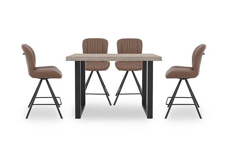 Bodahl - Compact Terra 160cm Raw Edge Table with 4 Cognac Swivel Bar Stools - White Wash
