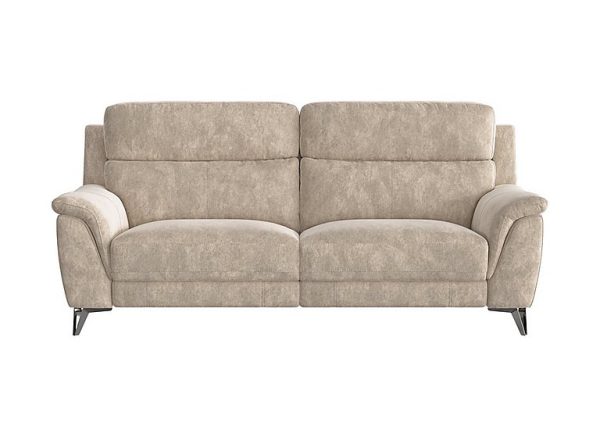 Contempo 3 Seater Fabric Power Recliner Sofa  Cream | Bed Sava