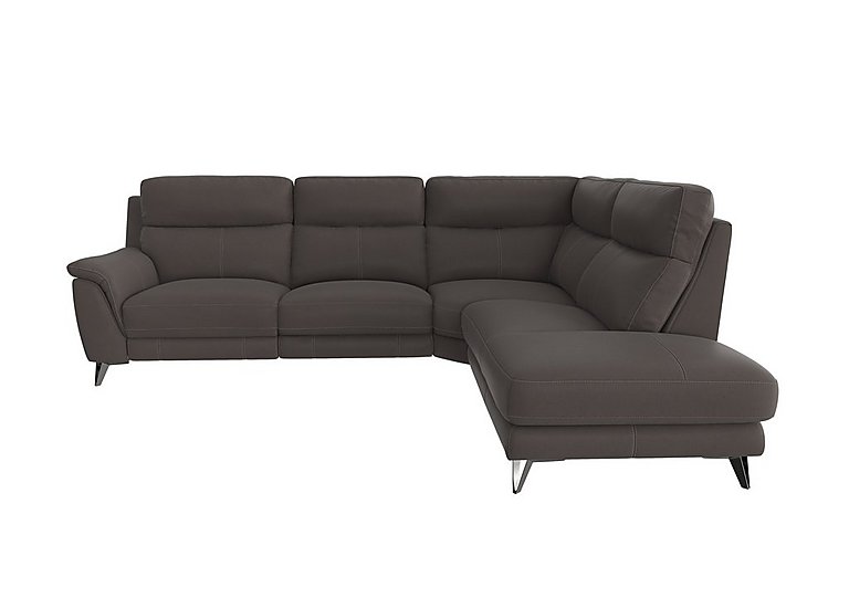 Contempo 3 Seater Right Hand Facing Chaise End Fabric Power Recliner Sofa - Dark Grey