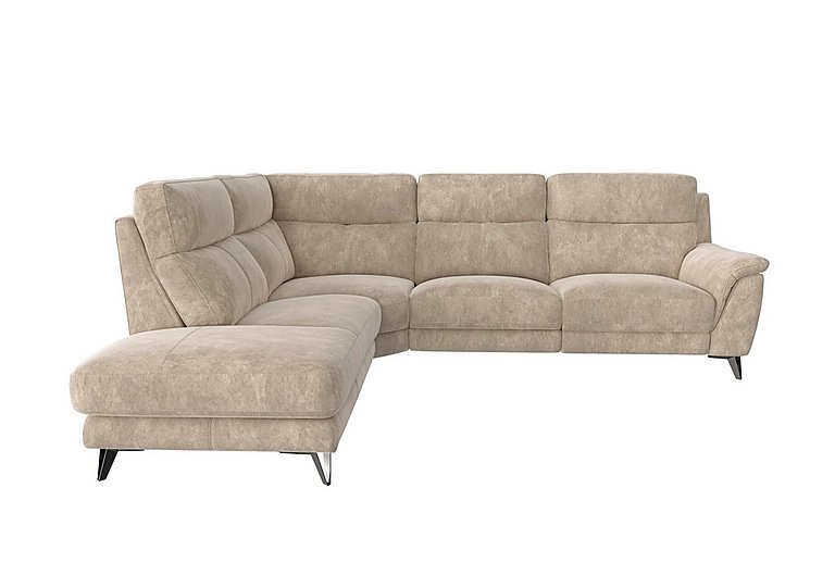 Contempo 3 Seater Left Hand Facing Chaise End Fabric Power Recliner Sofa - Cream
