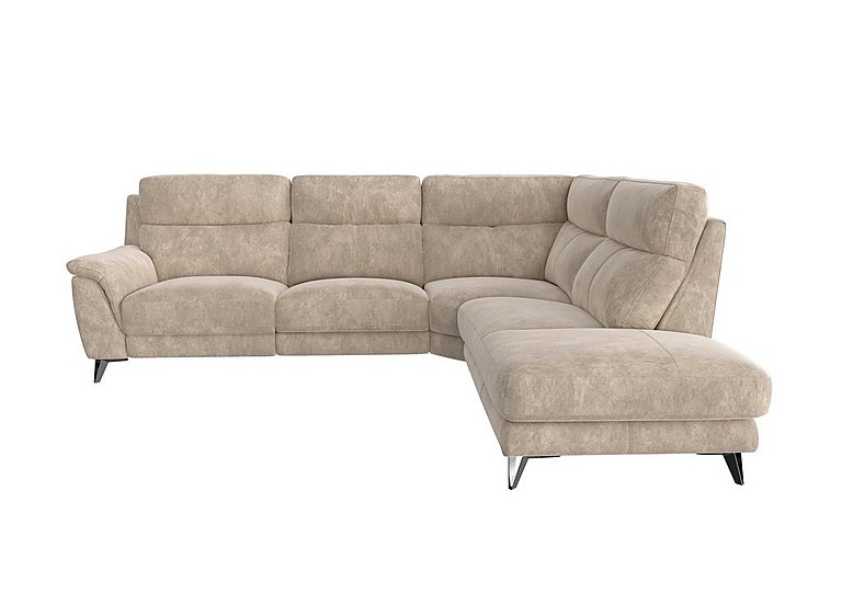 Contempo 3 Seater Right Hand Facing Chaise End Fabric Power Recliner Sofa - Cream