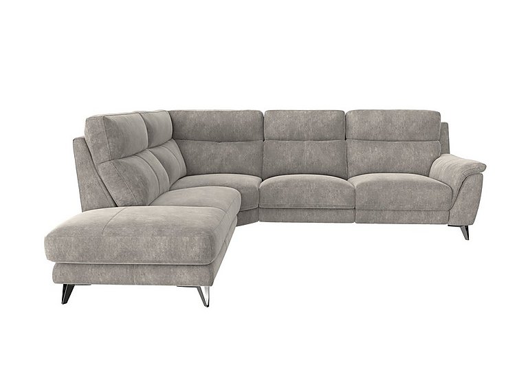 Contempo 3 Seater Left Hand Facing Chaise End Fabric Power Recliner Sofa - Grey