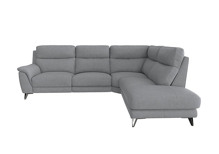 Contempo 3 Seater Right Hand Facing Chaise End Fabric Power Recliner Sofa - Bluish Grey
