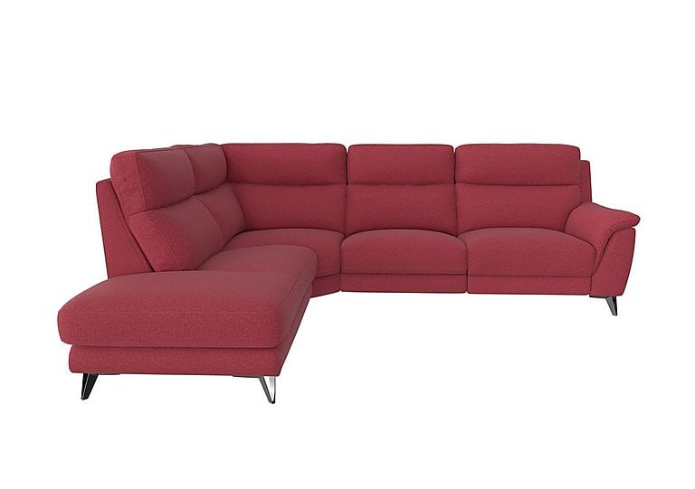 Contempo 3 Seater Left Hand Facing Chaise End Fabric Sofa - Red