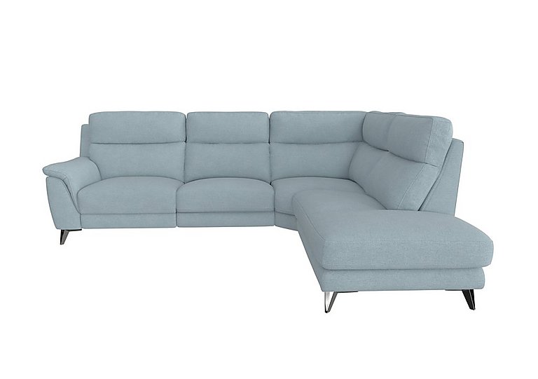 Contempo 3 Seater Right Hand Facing Chaise End Fabric Power Recliner Sofa - Baby Blue
